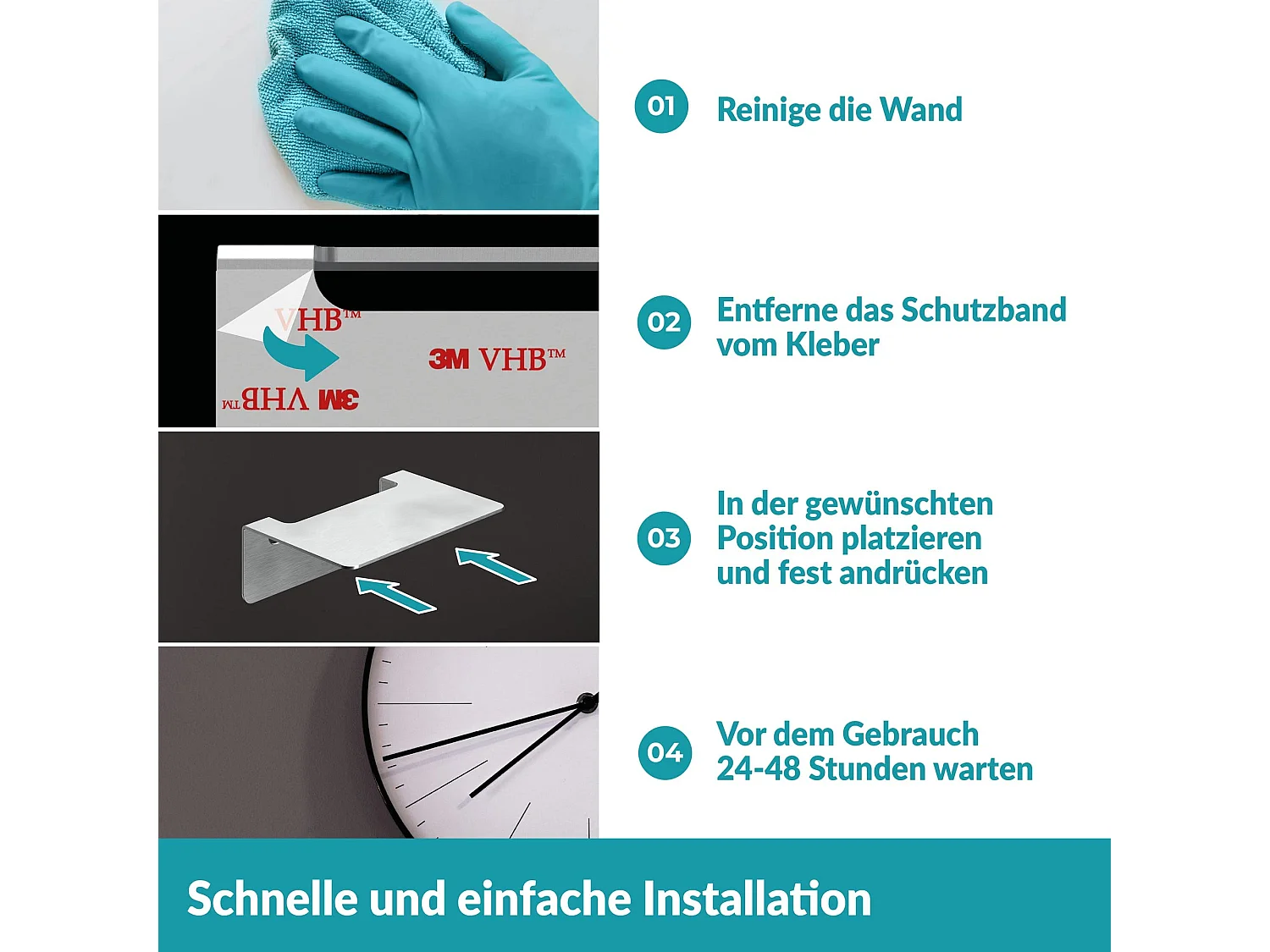 WEISSENSTEIN Badablage ohne Bohren aus Edelstahl -