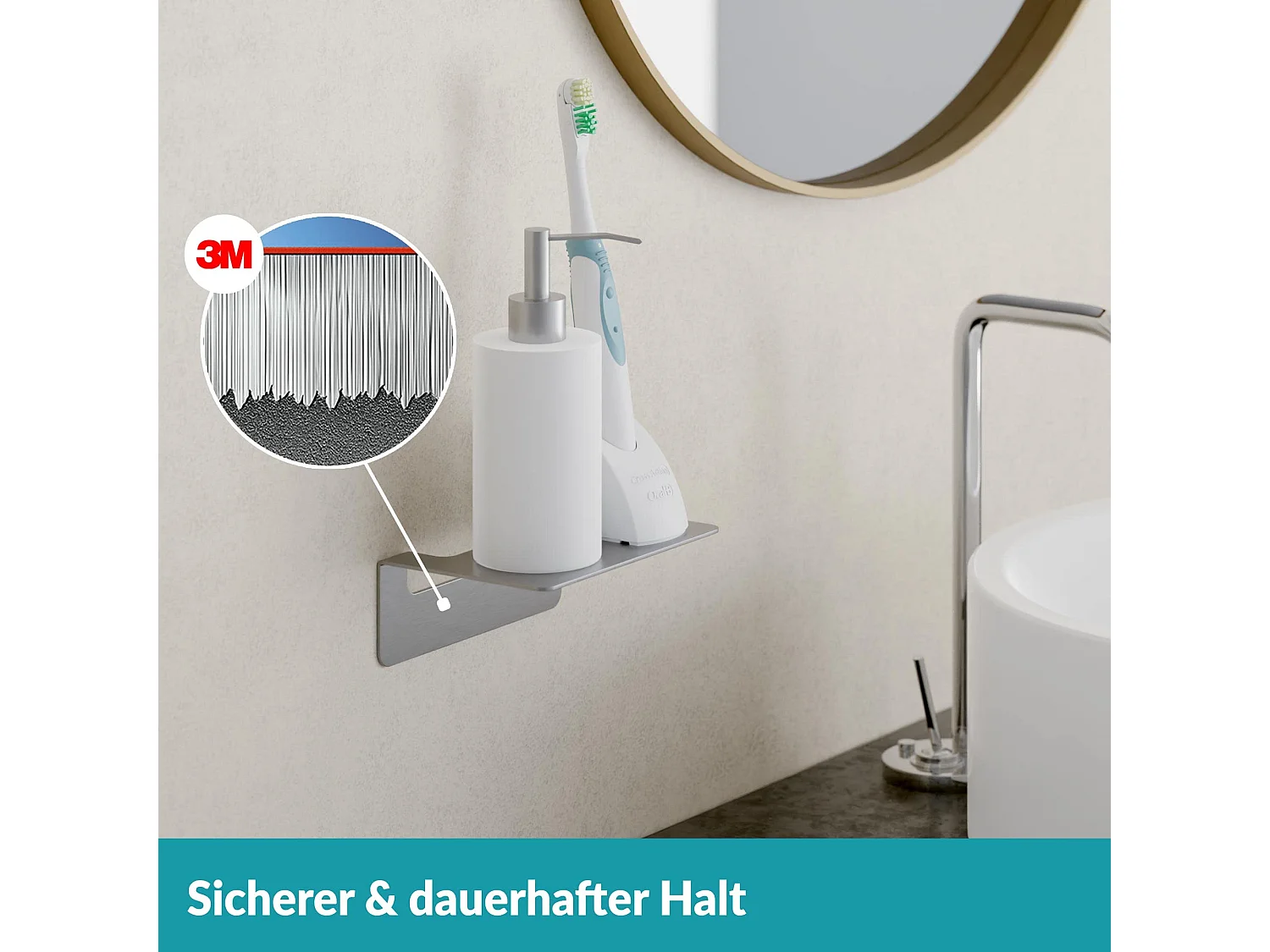 WEISSENSTEIN Badablage ohne Bohren aus Edelstahl -