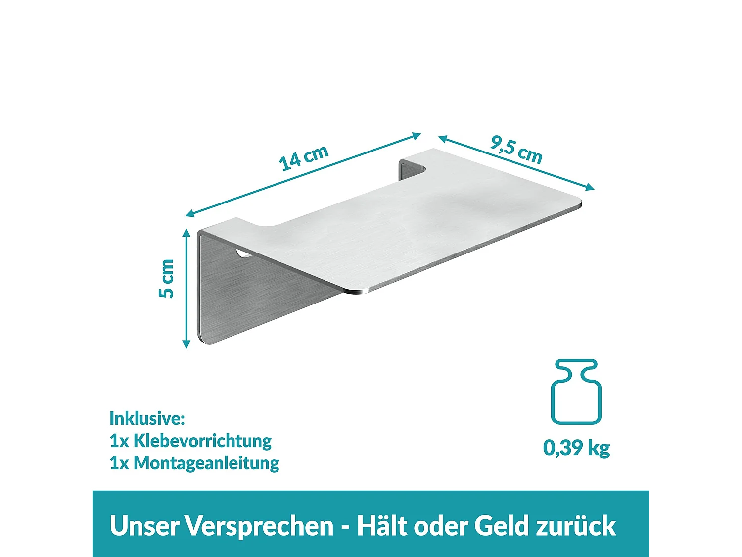 WEISSENSTEIN Badablage ohne Bohren aus Edelstahl -