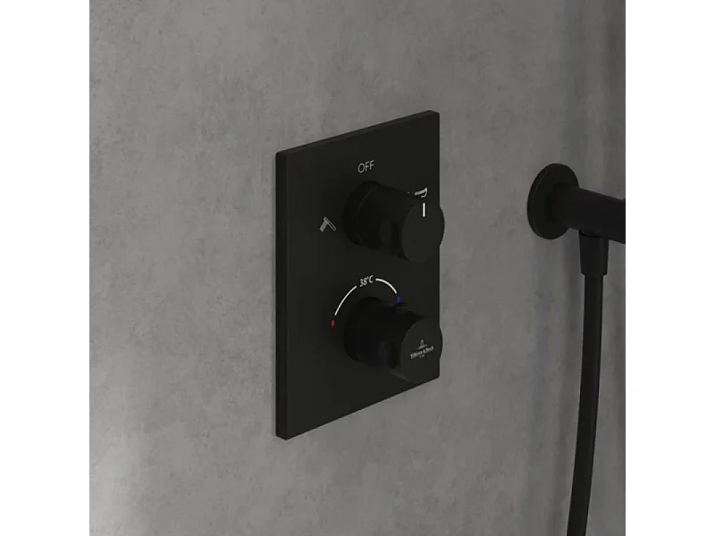 Mitigeur thermostatique encastré 2 voies VILLEROY ET BOCH Universal rectangle Noir mat