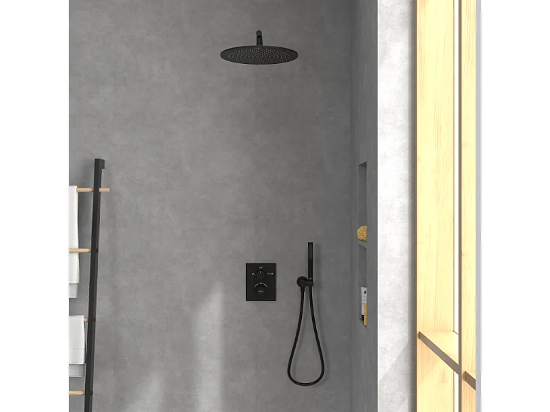 Mitigeur thermostatique encastré 2 voies VILLEROY ET BOCH Universal rectangle Noir mat