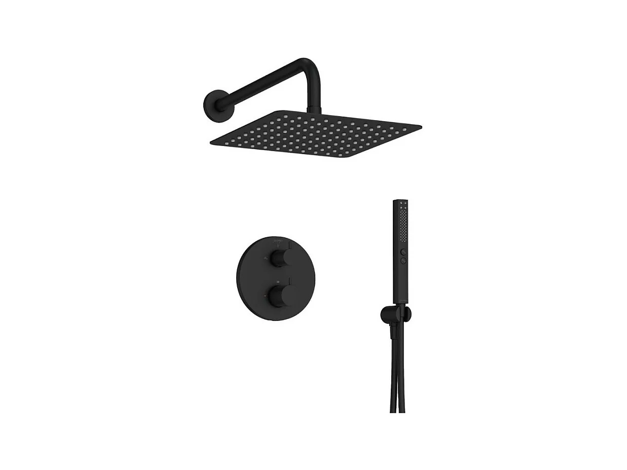 Colonne de douche encastrée thermostatique JACOB DELAFON Metro carré noir mat