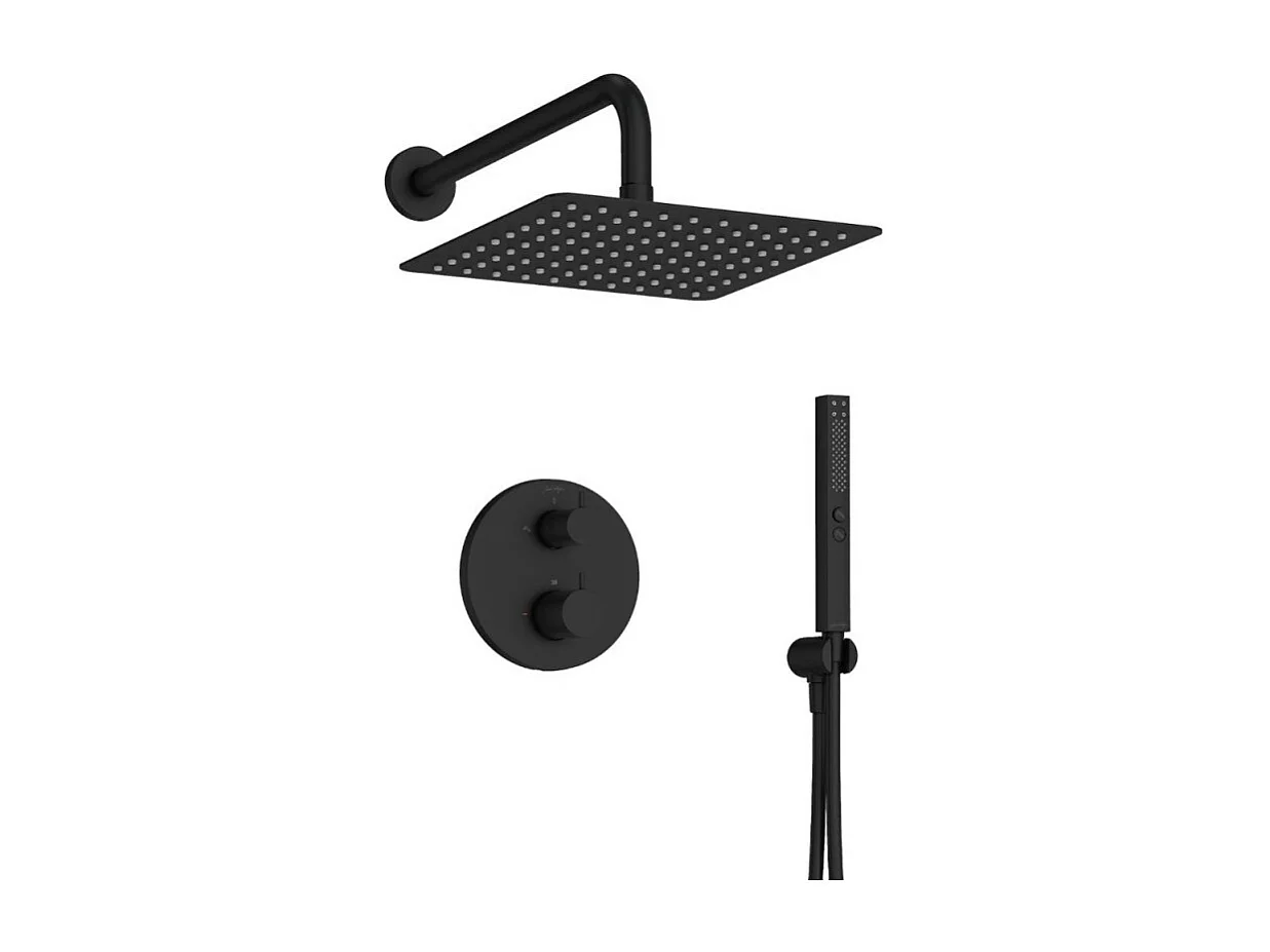 Colonne de douche encastrée thermostatique JACOB DELAFON Metro carré noir mat