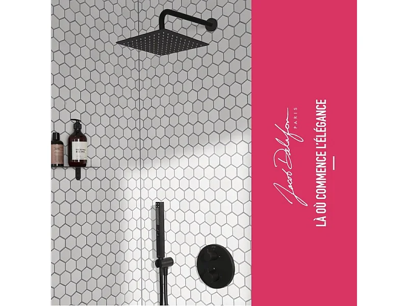 Colonne de douche encastrée thermostatique JACOB DELAFON Metro carré noir mat