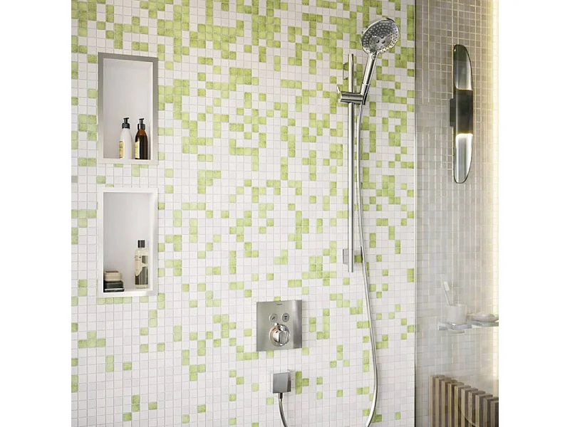 Façade pour mitigeur thermostatique encastré HANSGROHE ShowerSelect avec 2 fonctions chromé et corps encastré iBox