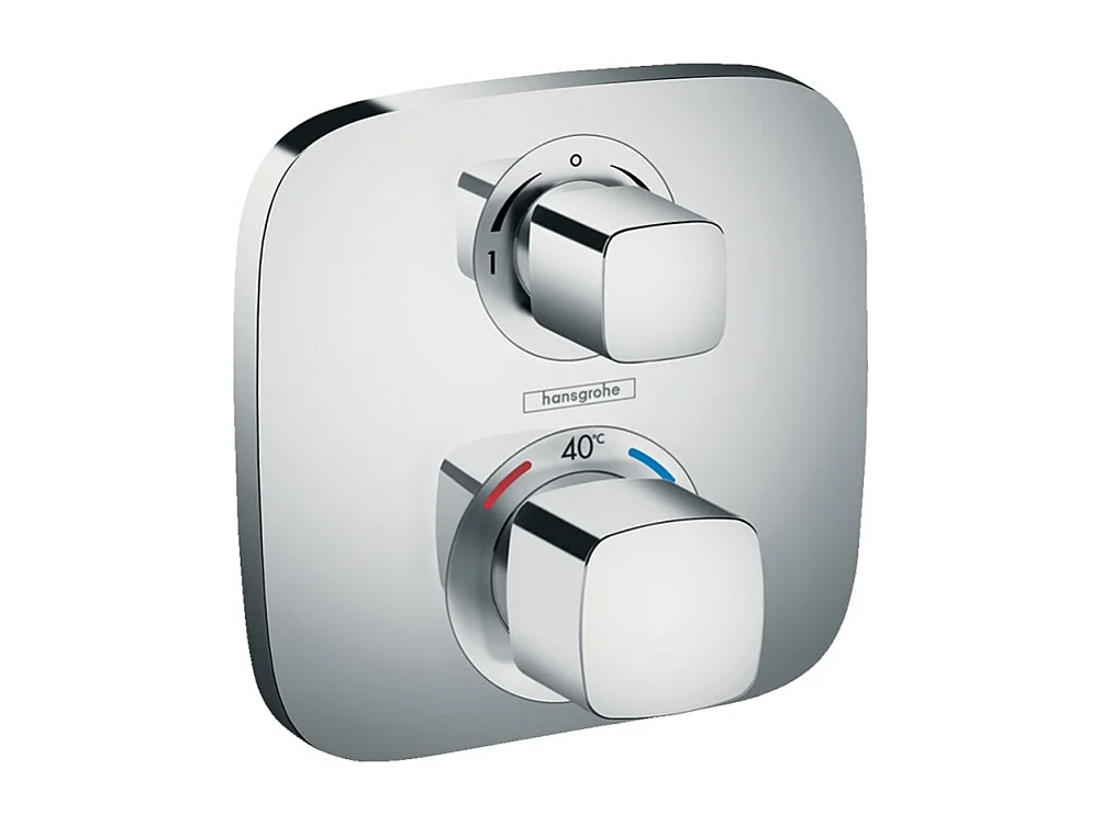 Façade mitigeur thermostatique encastré Hansgrohe EcoStat E chromée avec corps d'encastrement universel iBox