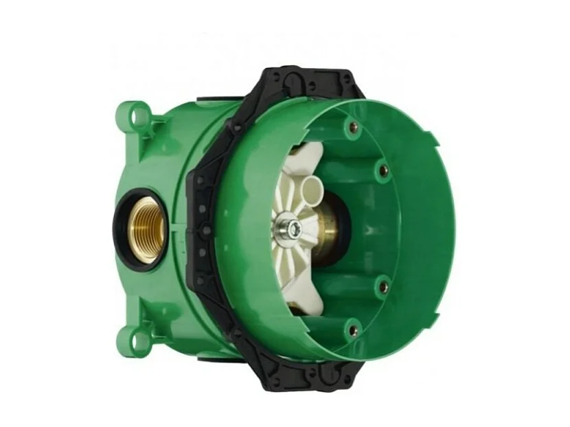 Façade mitigeur thermostatique encastré Hansgrohe EcoStat E chromée avec corps d'encastrement universel iBox