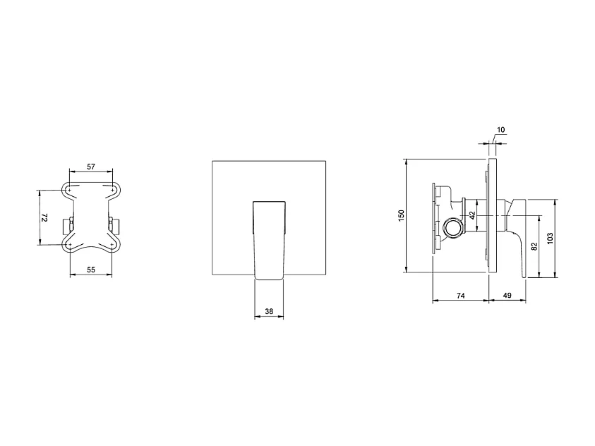 Mitigeur mécanique encastré VILLEROY ET BOCH Architectura Square Or brossé
