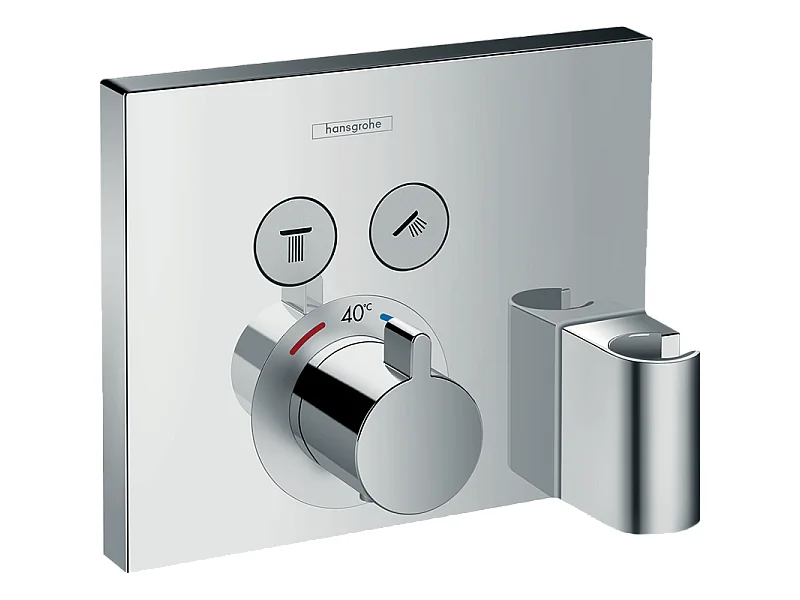 HANSGROHE Facade pour mitigeur thermostatique encastré ShowerSelect avec 2 fonctions, fixfit et porter chromé  avec Corps encastré