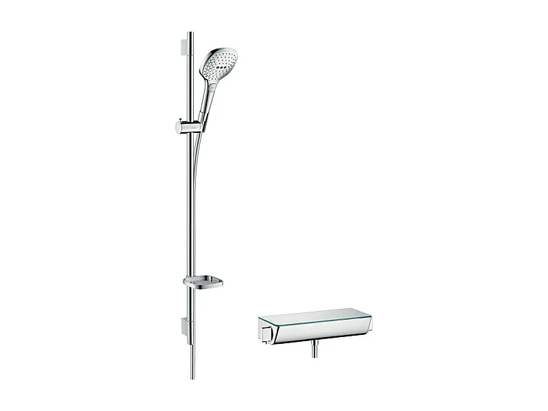 Ensemble douche HANSGROHE Raindance Select E 120 3 jets + mitigeur thermostatique Ecostat Select + Barre 90 cm
