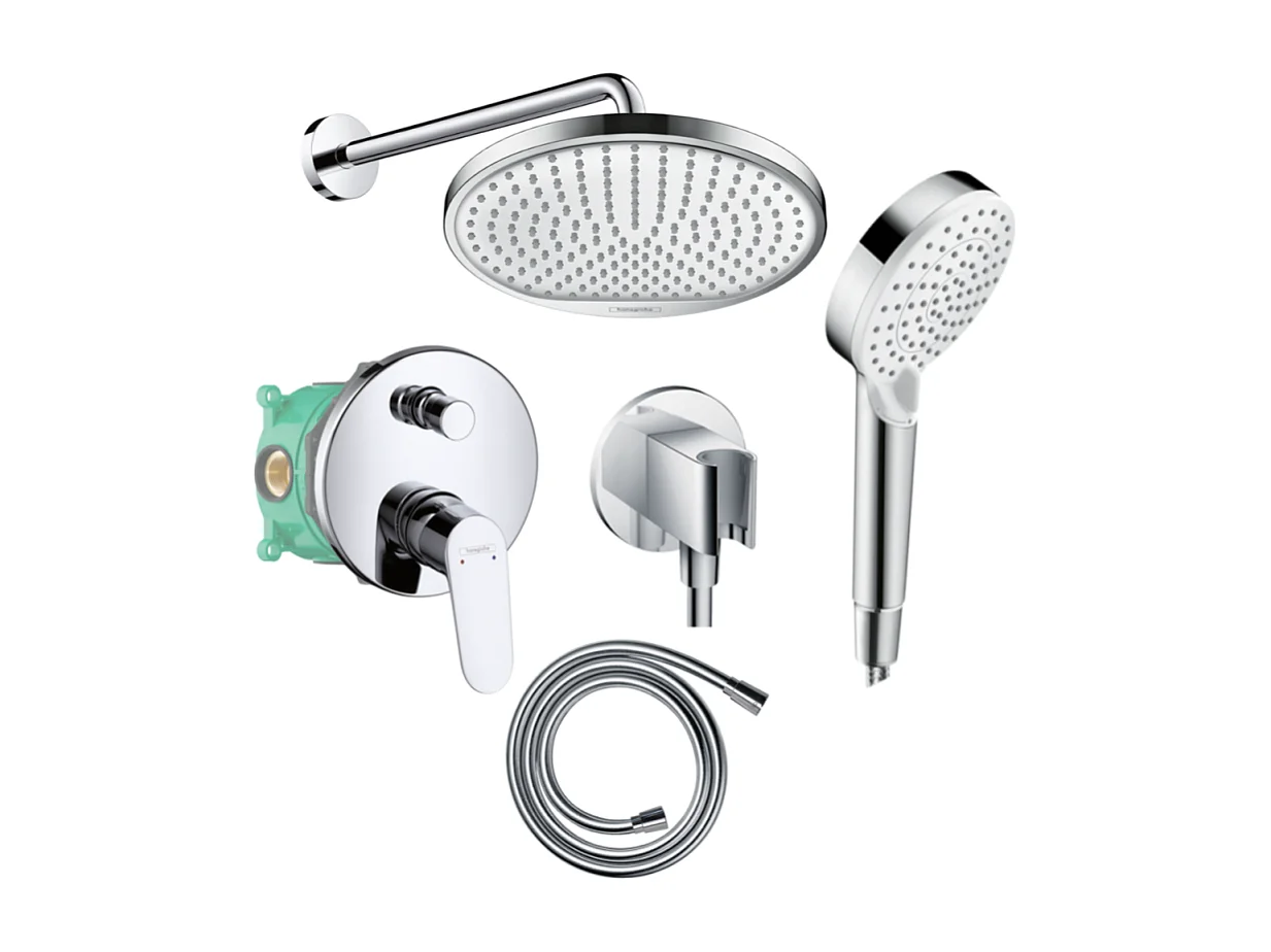 Colonne de douche encastrée HANSGROHE Crometta S avec mitigeur mécanique Logis chromé