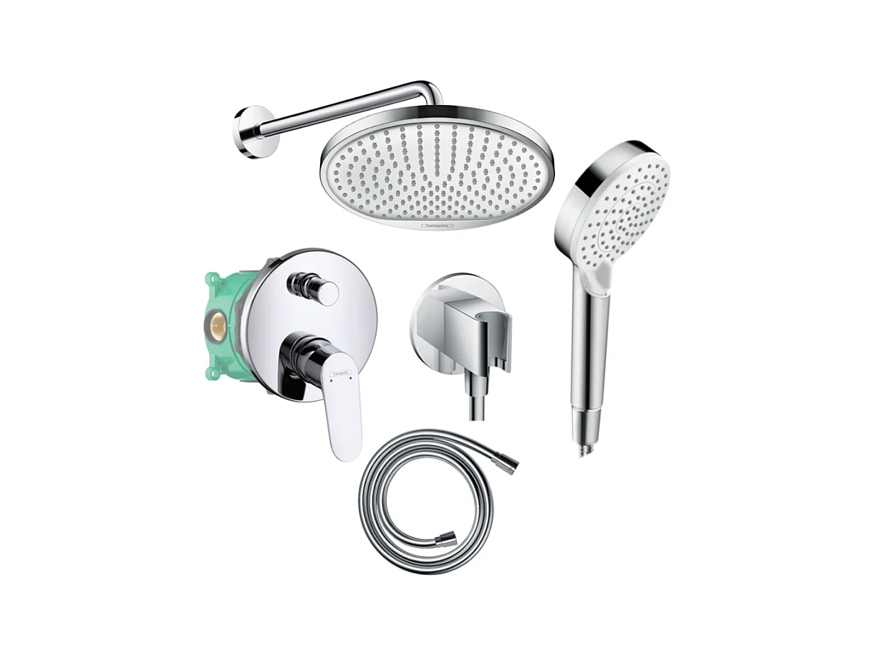 Colonne de douche encastrée HANSGROHE Crometta S avec mitigeur mécanique Logis chromé