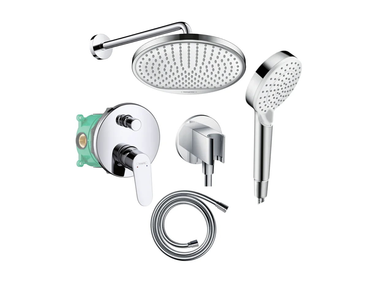 Colonne de douche encastrée HANSGROHE Crometta S avec mitigeur mécanique Logis chromé
