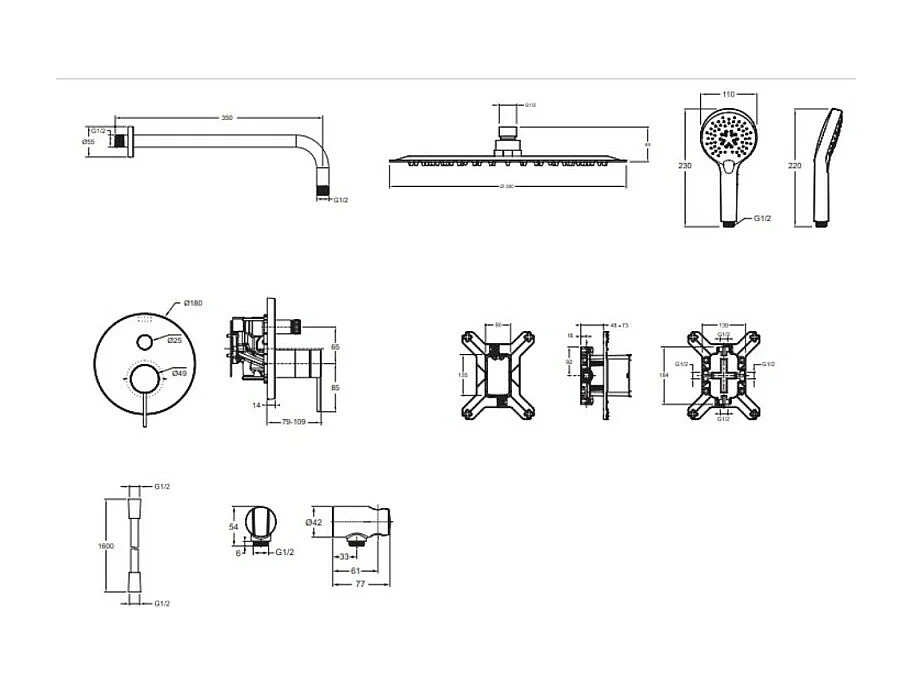 Colonne de douche encastrée mécanique JACOB DELAFON Metro noir mat