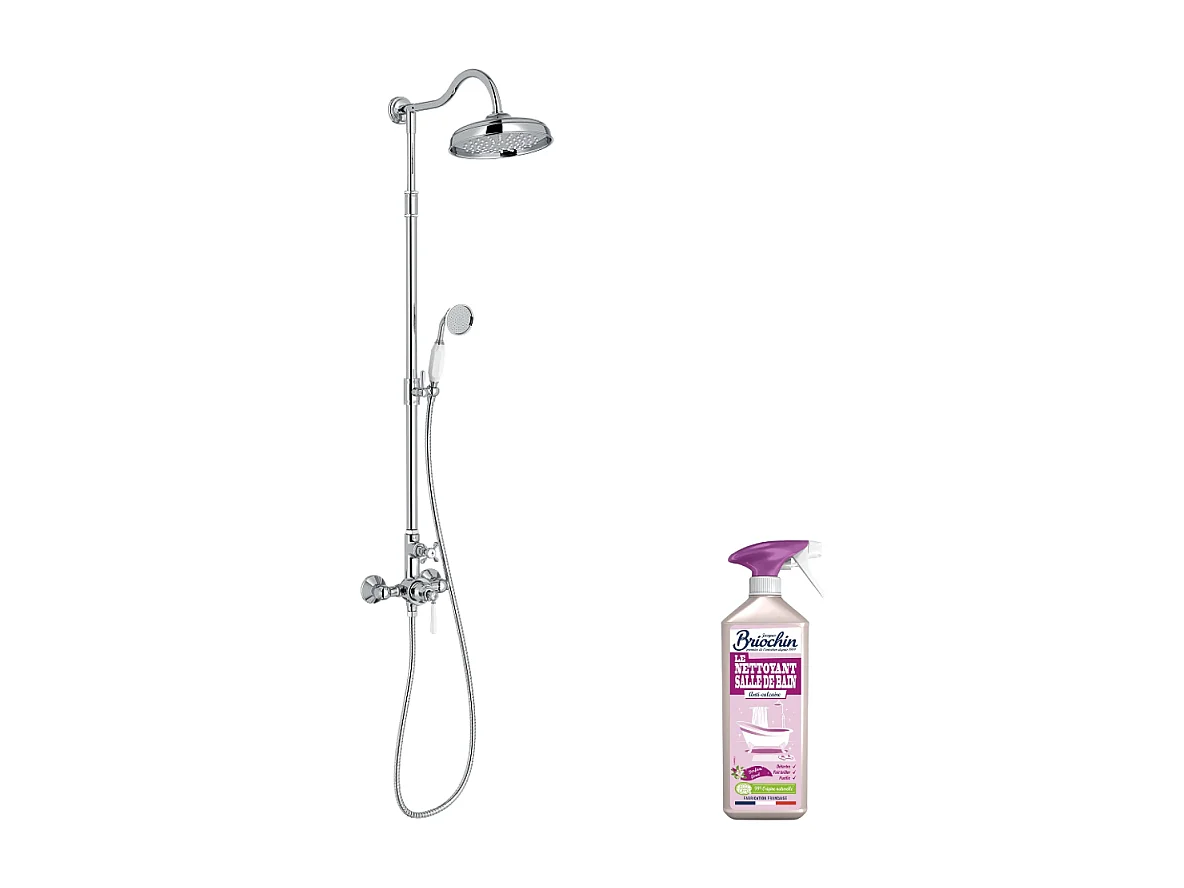Colonne de douche JACOB DELAFON Cléo 1889 Chrome + nettoyant Briochin
