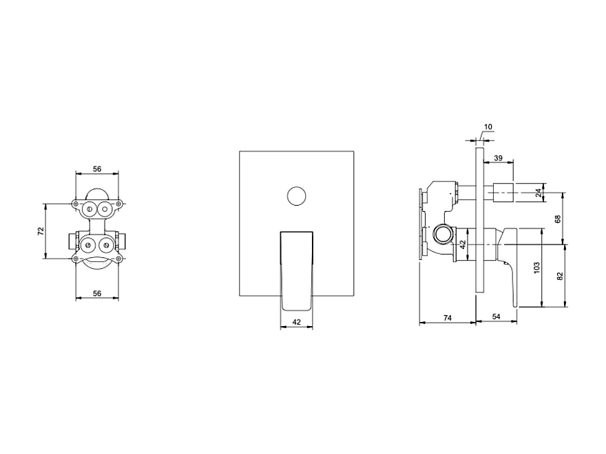 Mitigeur mécanique encastré avec inverseur VILLEROY ET BOCH Architectura Square Chrome
