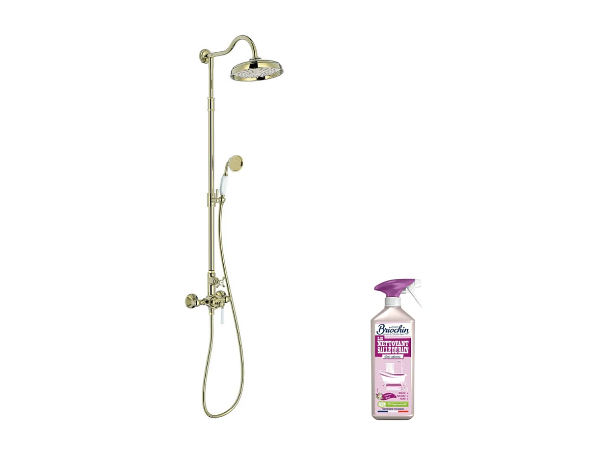 Colonne de douche JACOB DELAFON Cléo 1889 Or beige + nettoyant Briochin