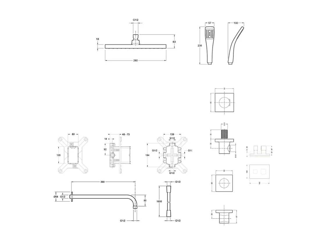 Colonne de douche encastrée thermostatique JACOB DELAFON Modulo