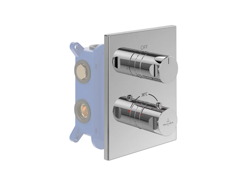 Façade thermostatique 2 voies VILLEROY ET BOCH Universal rectangle Chrome + corps encastré