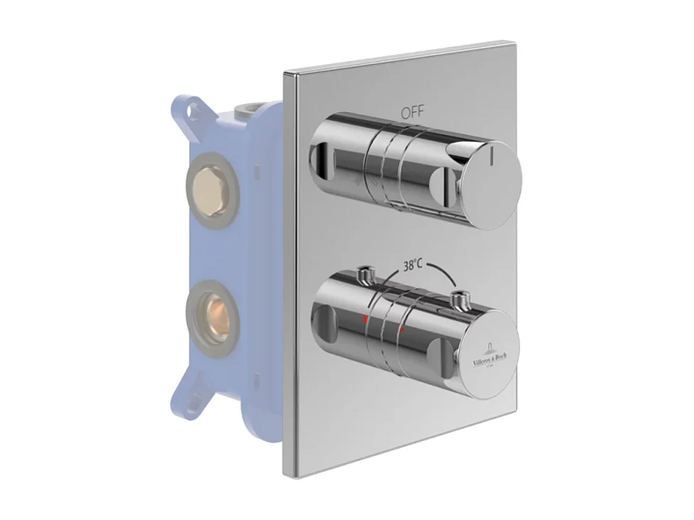 Façade thermostatique 2 voies VILLEROY ET BOCH Universal rectangle Chrome + corps encastré