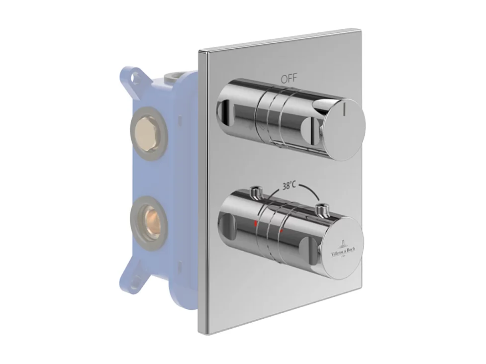 Façade thermostatique 2 voies VILLEROY ET BOCH Universal rectangle Chrome + corps encastré