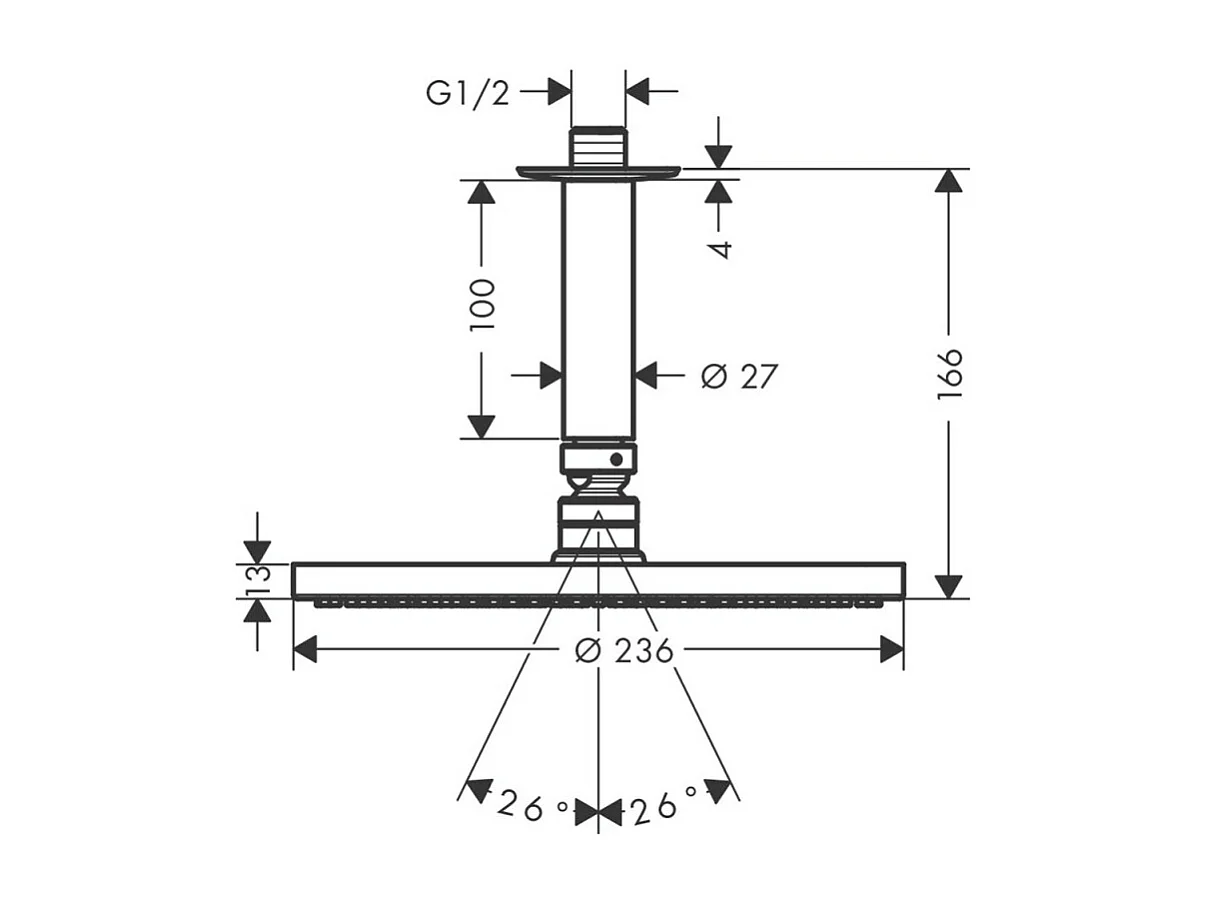 Douche de tête HANSGROHE Raindance S 240 avec raccord au plafond chromé