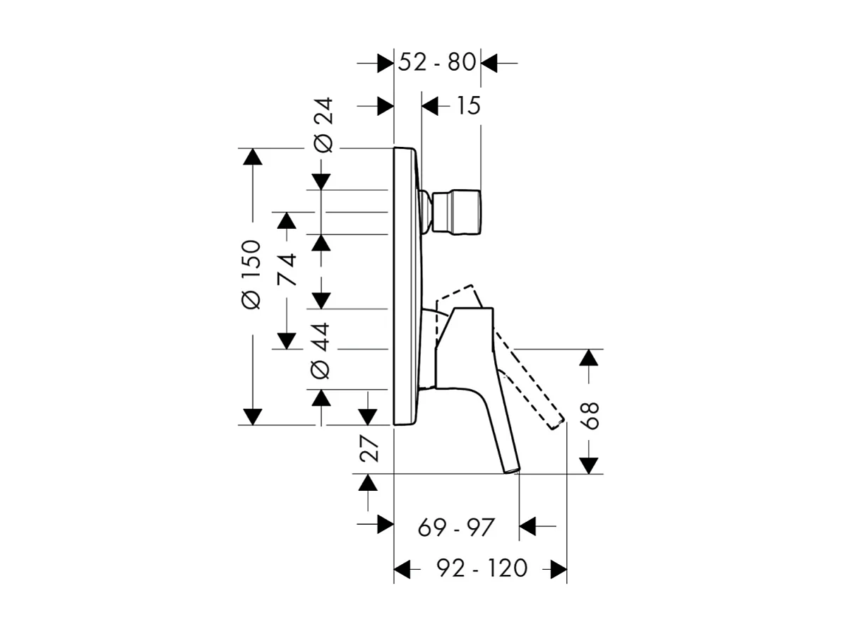 Robinet encastrée bain douche HANSGROHE Talis S + corps encastré
