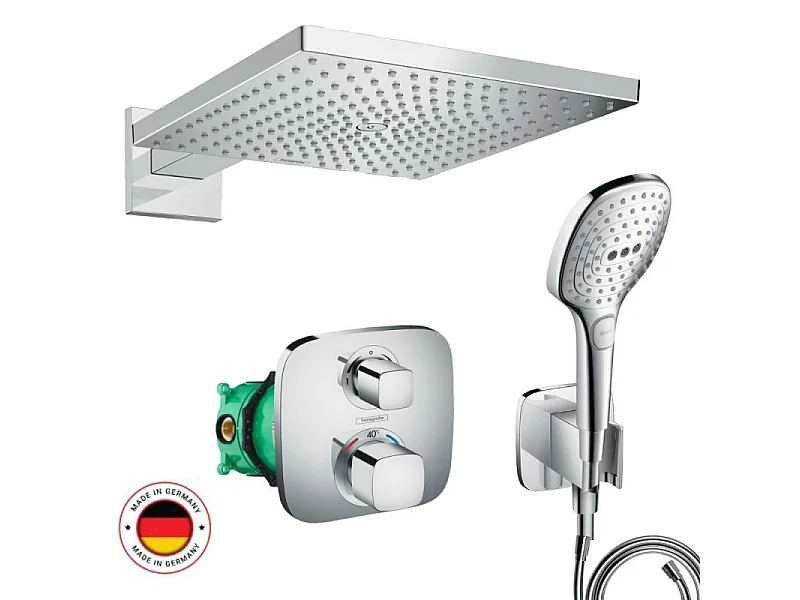 Lot robinet douche encastré thermostatique HANSGROHE Ecostat E + Douche de tête Raindance E 300