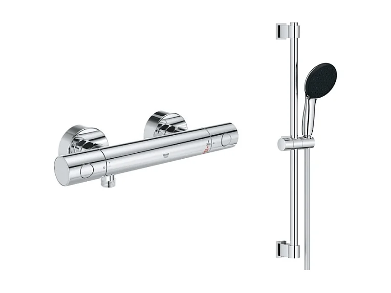 Grohe - Mitigeur thermostatique douche Grohtherm 800 + barre de douche + porte savon + douchette Tempesta