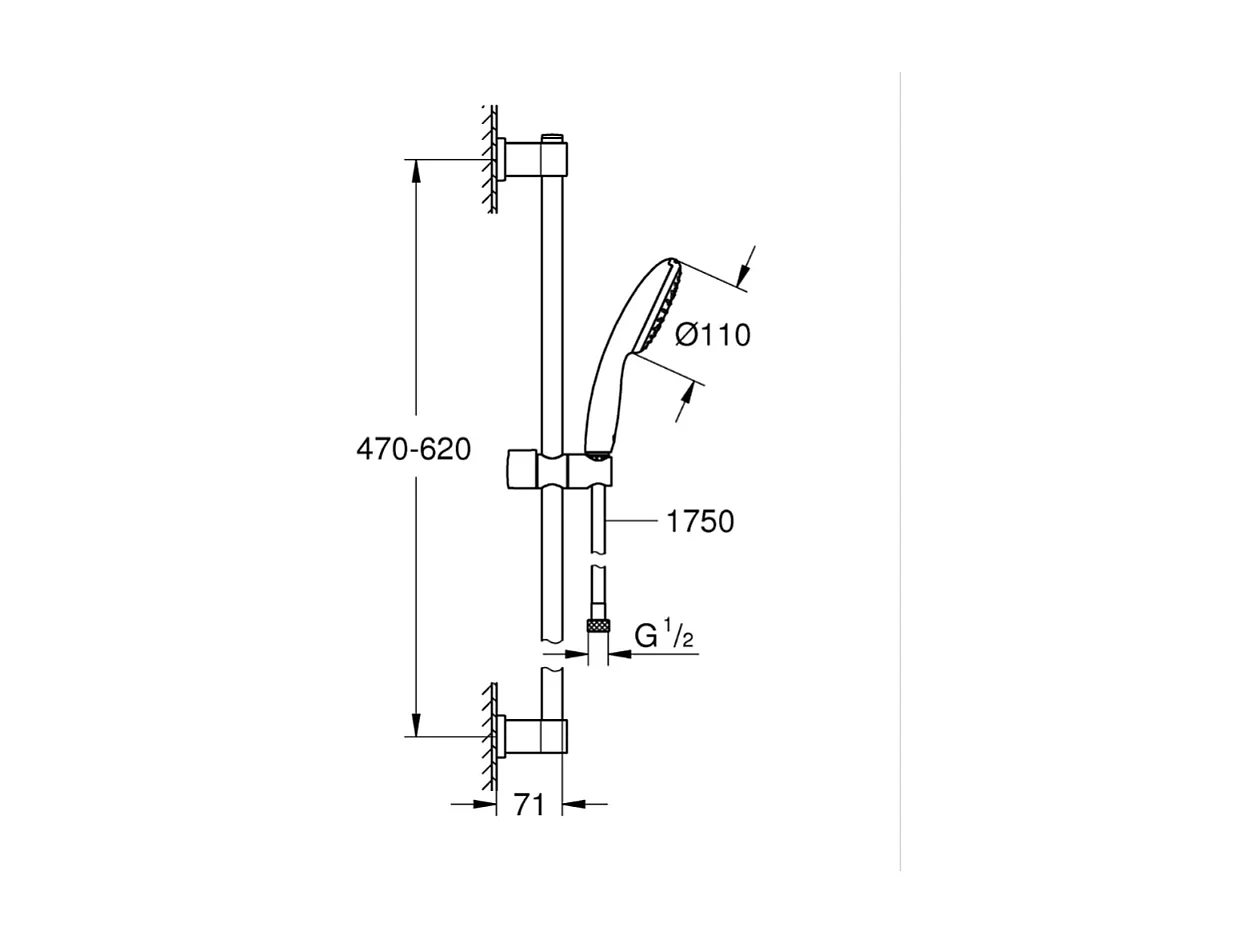 Grohe - Mitigeur thermostatique douche Grohtherm 800 + barre de douche + porte savon + douchette Tempesta