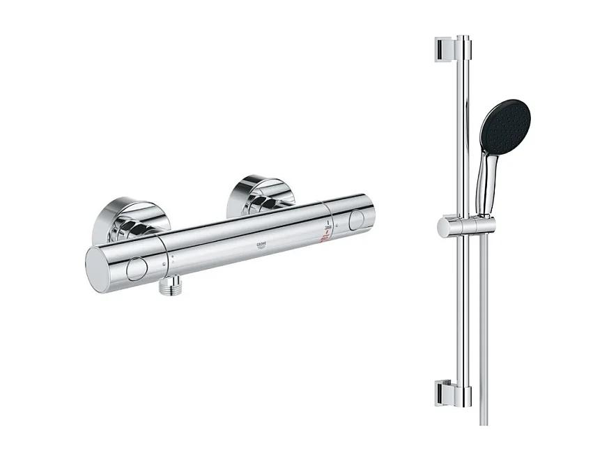Grohe - Mitigeur thermostatique douche Grohtherm 800 + barre de douche + porte savon + douchette Tempesta