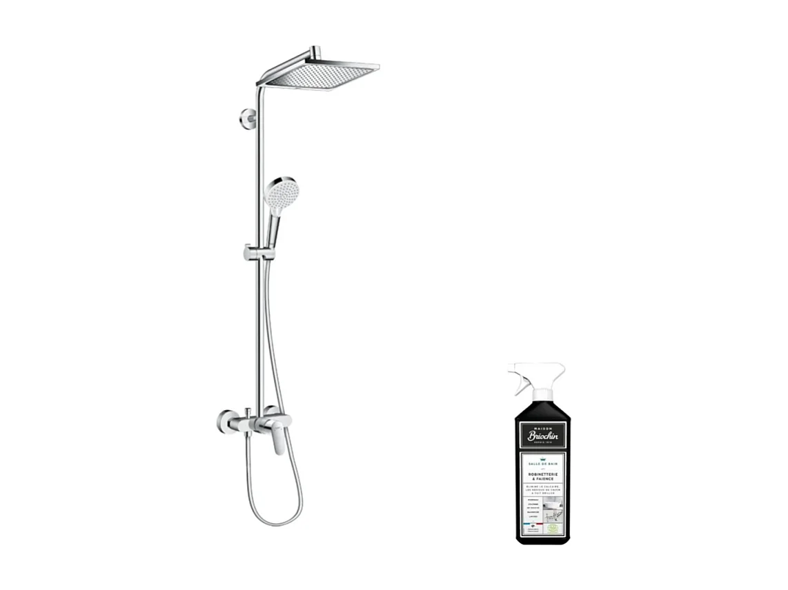 Colonne de douche mécanique HANSGROHE Crometta E 240 chromé + nettoyant Briochin
