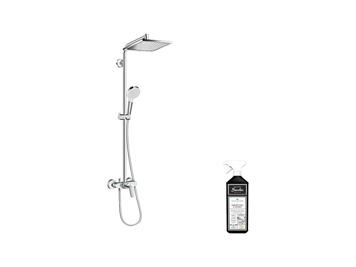 Colonne de douche mécanique HANSGROHE Crometta E 240 chromé + nettoyant Briochin