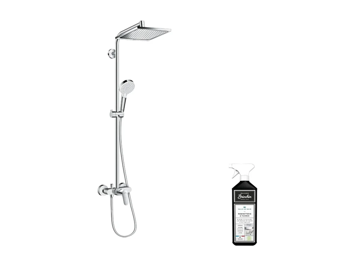Colonne de douche mécanique HANSGROHE Crometta E 240 chromé + nettoyant Briochin