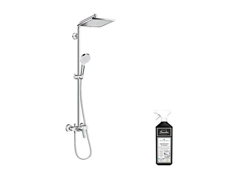 Colonne de douche mécanique HANSGROHE Crometta E 240 chromé + nettoyant Briochin