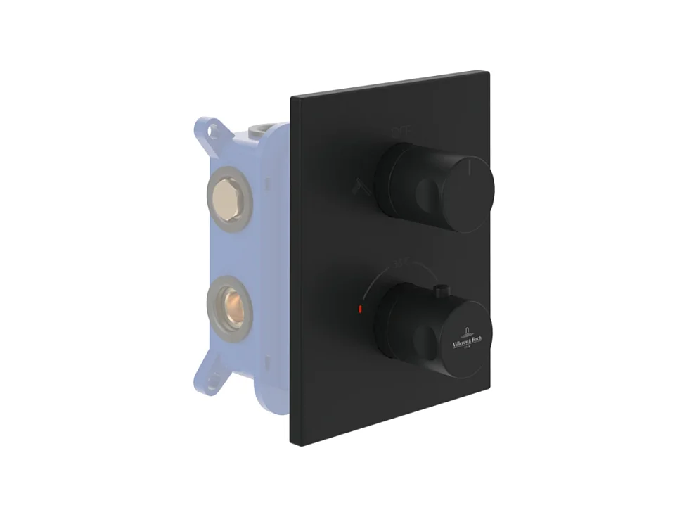 Façade thermostatique 2 voies VILLEROY ET BOCH Universal rectangle Noir mat + corps encastré