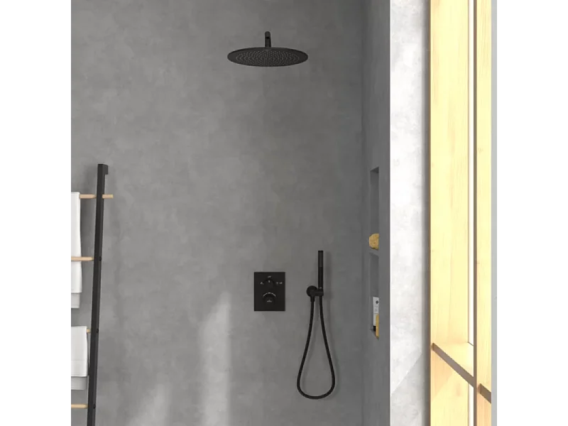 Façade thermostatique 2 voies VILLEROY ET BOCH Universal rectangle Noir mat + corps encastré