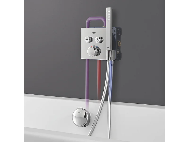 GROHE - Mitigeur thermostatique encastré 2 sorties Grohtherm SmartControl - avec support douchette intégré
