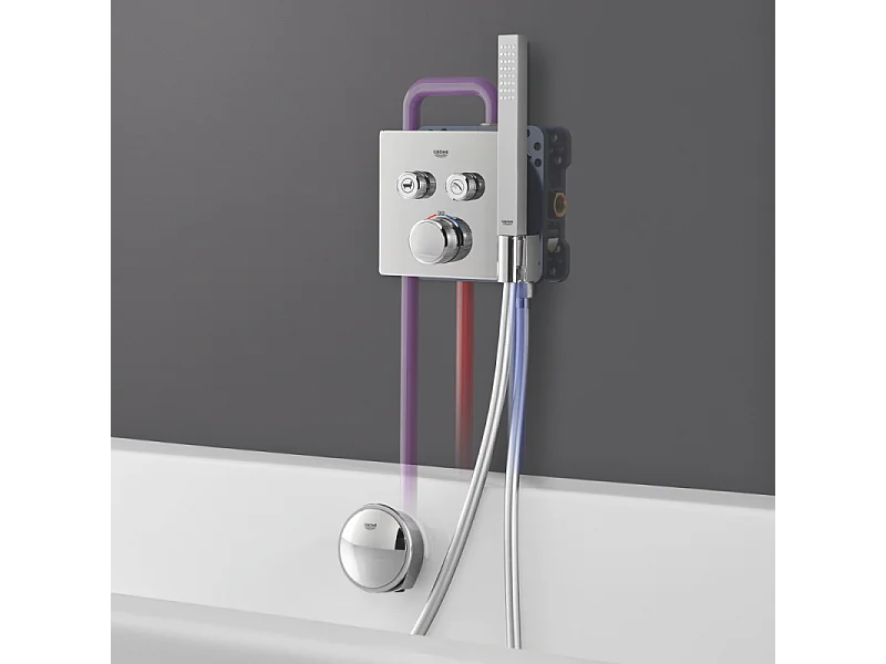 GROHE - Mitigeur thermostatique encastré 2 sorties Grohtherm SmartControl - avec support douchette intégré