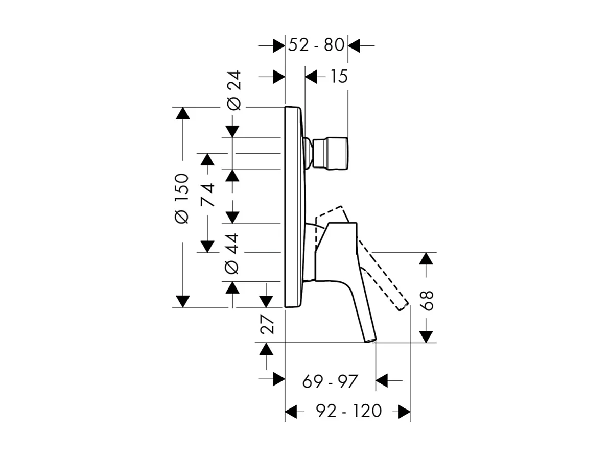 Robinet encastrée bain douche HANSGROHE Talis S + corps encastré + outil de montage