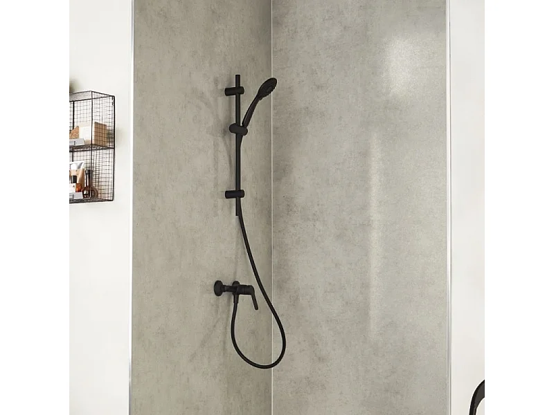 Pack mitigeur de douche mécanique JACOB DELAFON Aimé noir + barre + pommeau de douche