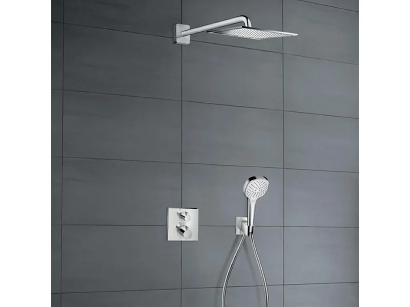 Colonne de douche encastrée thermostatique HANSGROHE Ecostat Square chromé