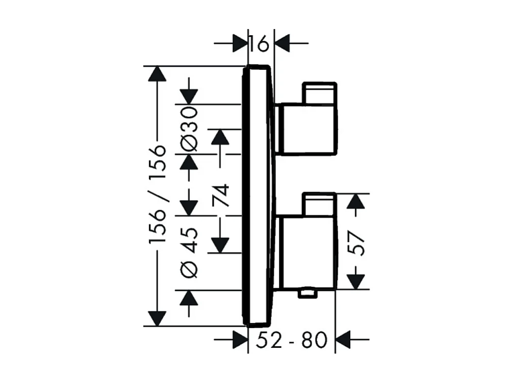 Colonne de douche encastrée thermostatique HANSGROHE Ecostat Square chromé
