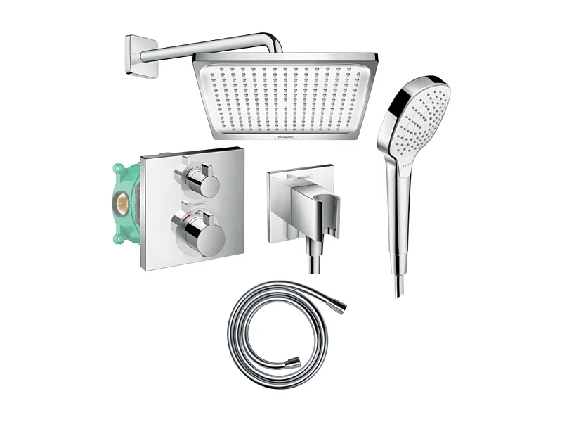 Colonne de douche encastrée thermostatique HANSGROHE Ecostat Square chromé