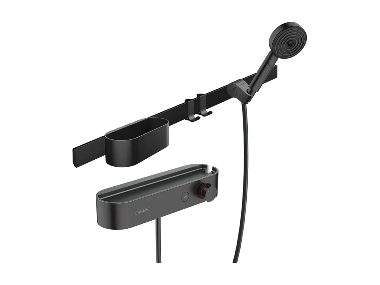 Pack mitigeur douche thermostatique encastré HANSGROHE WallStoris noir mat avec accessoires