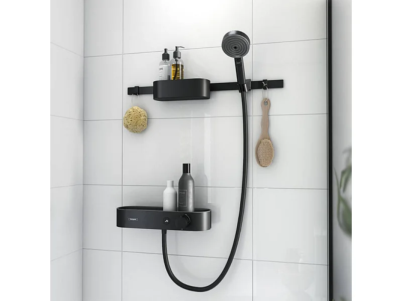 Pack mitigeur douche thermostatique encastré HANSGROHE WallStoris noir mat avec accessoires