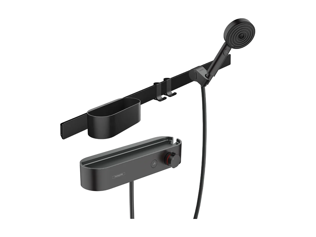 Pack mitigeur douche thermostatique encastré HANSGROHE WallStoris noir mat avec accessoires