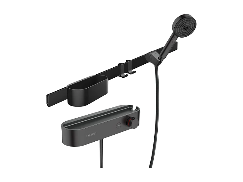 Pack mitigeur douche thermostatique encastré HANSGROHE WallStoris noir mat avec accessoires