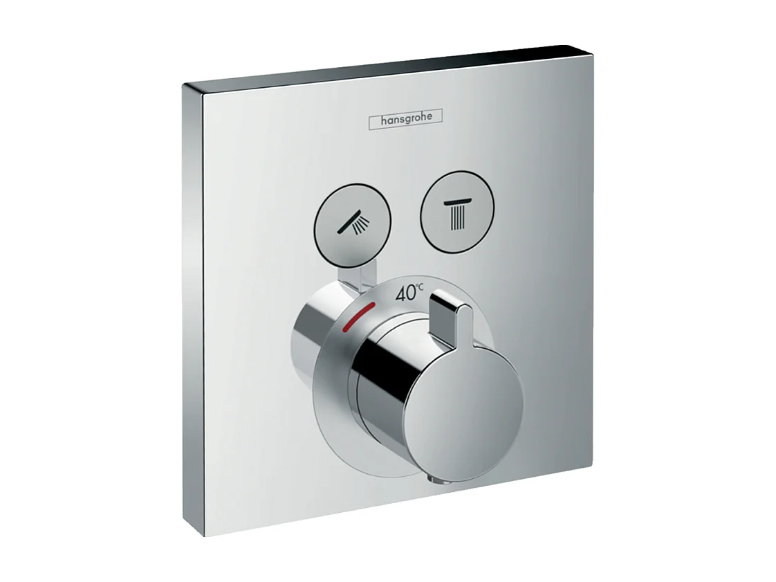 Façade pour mitigeur thermostatique encastré HANSGROHE ShowerSelect avec 2 fonctions chromé