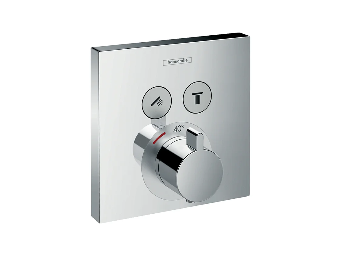 Façade pour mitigeur thermostatique encastré HANSGROHE ShowerSelect avec 2 fonctions chromé